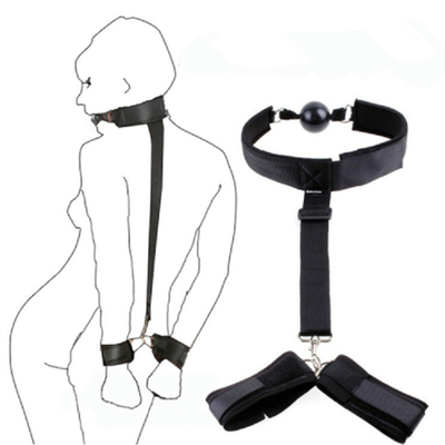 Schwarz 2 in 1 Erotik Rücken Handschellen Silikon Festkopf Oberkörper Bondage Spielzeug BDSM Paar Flirten Werkzeuge