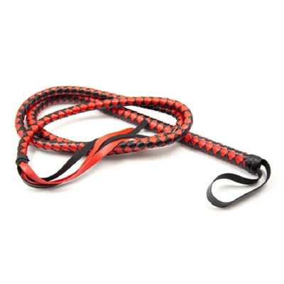 Premium Mikrofaser Leder Bullenpeitsche, 1,9m Red Bullpeitsche, Luxus geflochtenes Flogger Pferd BDSM Spielzeugpeitsche