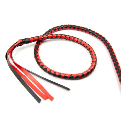 Premium Mikrofaser Leder Bullenpeitsche, 1,9m Red Bullpeitsche, Luxus geflochtenes Flogger Pferd BDSM Spielzeugpeitsche