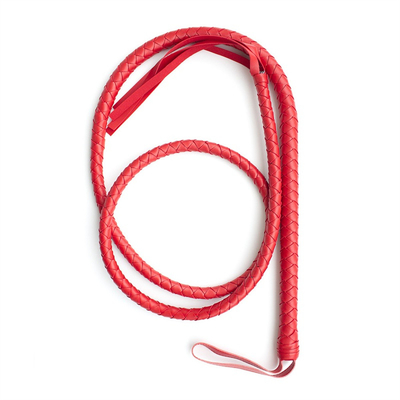 Premium Mikrofaser Leder Bullenpeitsche, 1,9m Red Bullpeitsche, Luxus geflochtenes Flogger Pferd BDSM Spielzeugpeitsche