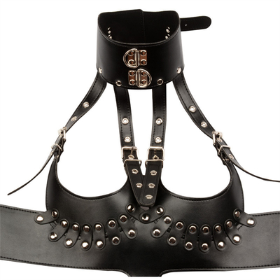 Kleid Halsrückhalt Falsches Leder Körper Gurt Gurt Tragen Cupless Cool Erwachsene Spiele Sexprodukte