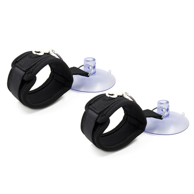 Baumwollschwarze Bondage Handschellen mit starkem Saugbecher für Cosplay Spiele