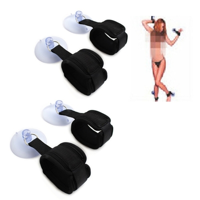 Baumwollschwarze Bondage Handschellen mit starkem Saugbecher für Cosplay Spiele