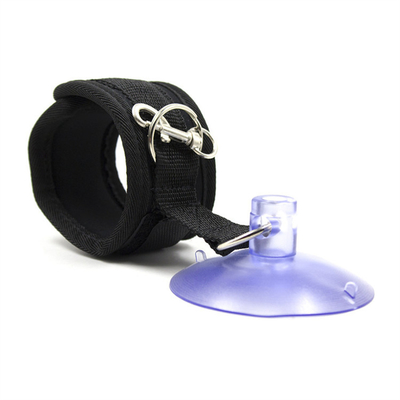 Baumwollschwarze Bondage Handschellen mit starkem Saugbecher für Cosplay Spiele