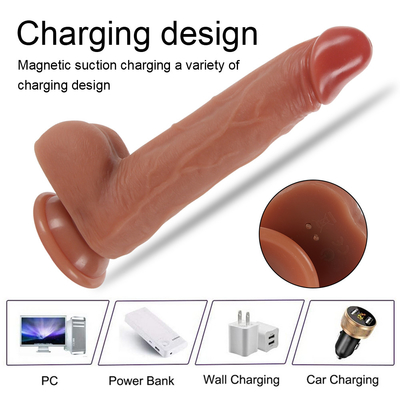 Teleskopisch vibrierende, realistische Dildo, weibliche Masturbation mit Saugbecher, Penisheizung, Fernbedienung Dildo.
