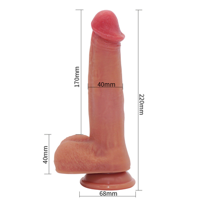 Wiederaufladbares Teleskoprotations-Dildo Vibrator Frauen Sexspielzeug Silikon Realistischer Großer Dunkelbrauner Dildo