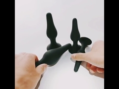 Sexy Toys 4-teiliges Analplug-Set, Silikon-Anal-Buttplug, Sexspielzeug für Erwachsene für Frauen, Männer und Anfänger (schwarz)